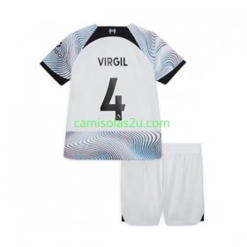 Camisolas de futebol Liverpool Virgil van Dijk Criança Equipamento Alternativa 2022/23 Manga Curta